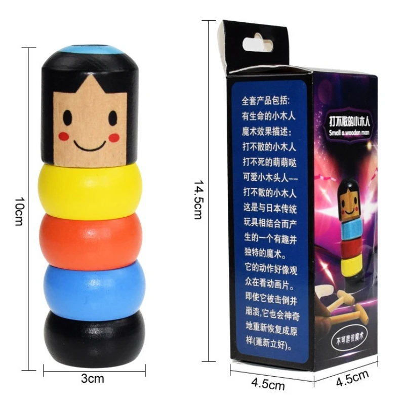 Magic Wooden Toy Unbreakable Tumbling Man Fun Performance Prop for Kids and Adults