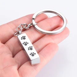 Classic Vertical Cubic Bar Urn Keychain for Cremation Ashes Memorial Stainless Steel Waterproof No Fade Keyring Jewelry