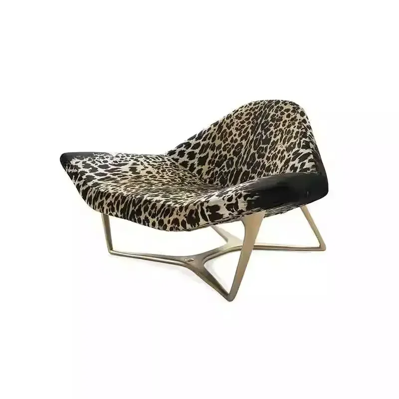 Italian light luxury designer home sofa modern simple villa living room armchair starfish leopard print single chair9338