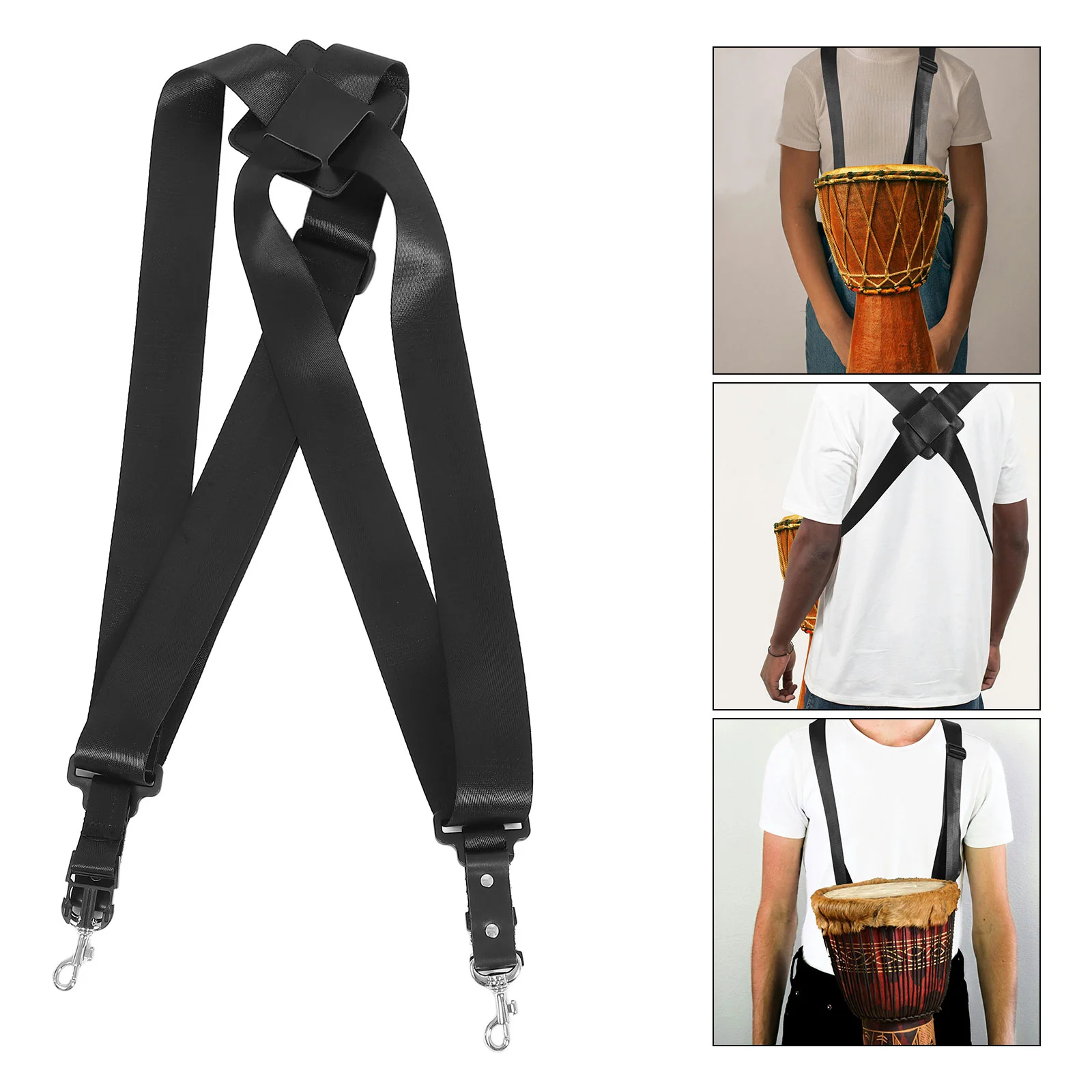 

Kids Belt Djembe Strap Snare Drum Replacement Musical Instrument Accessory Shoulder Sling African Black Adjustable Child