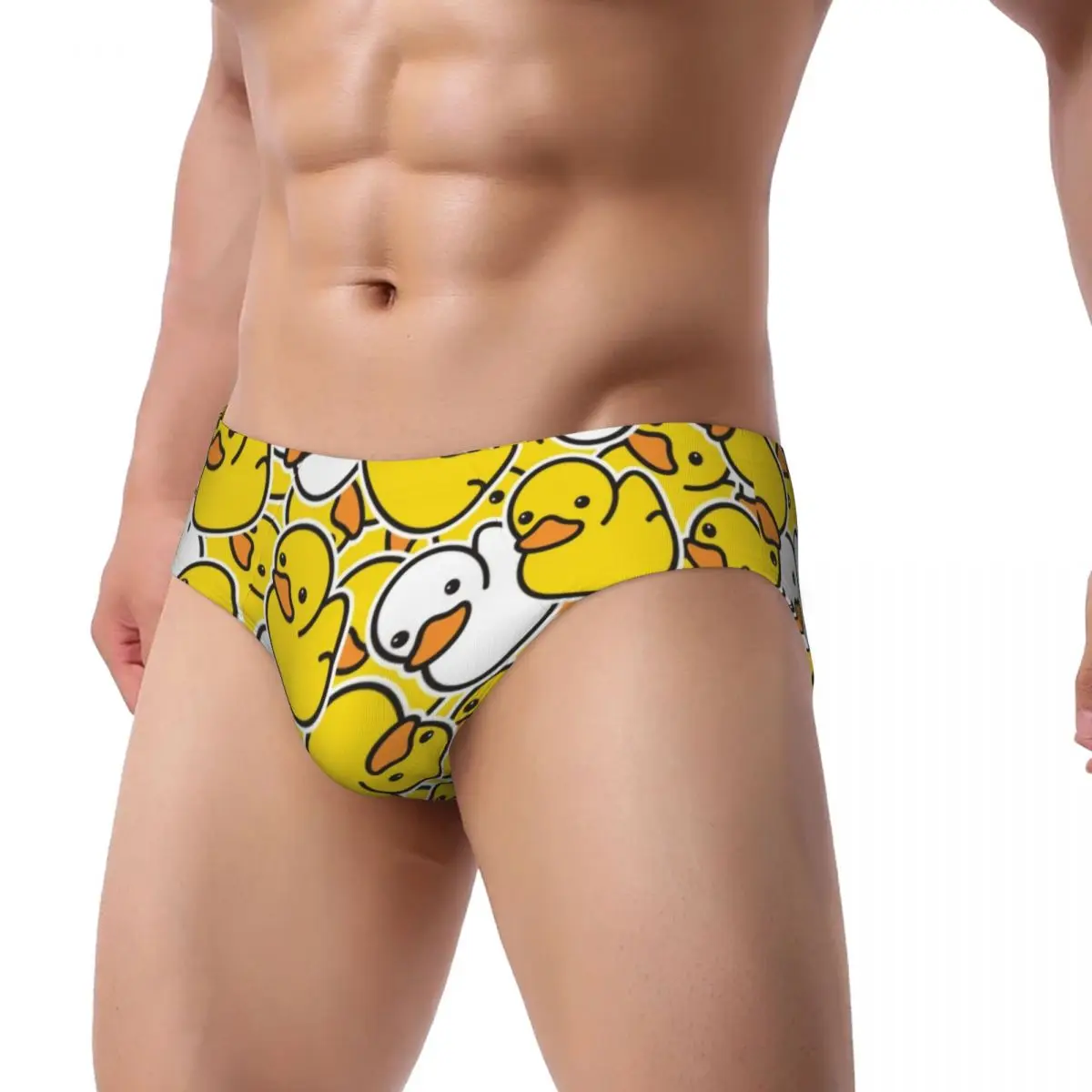 Custom Men's Yellow Cartoon Animal Rubber Duck Men Brief Panties Male Breathable Underwear Underpants