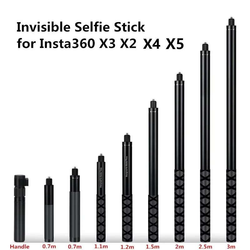 Insta360 X5 X4 용 보이지 않는 셀카 스틱 X3 파노라마 카메라 액세서리 DJI 총알 시간 번들 핸들