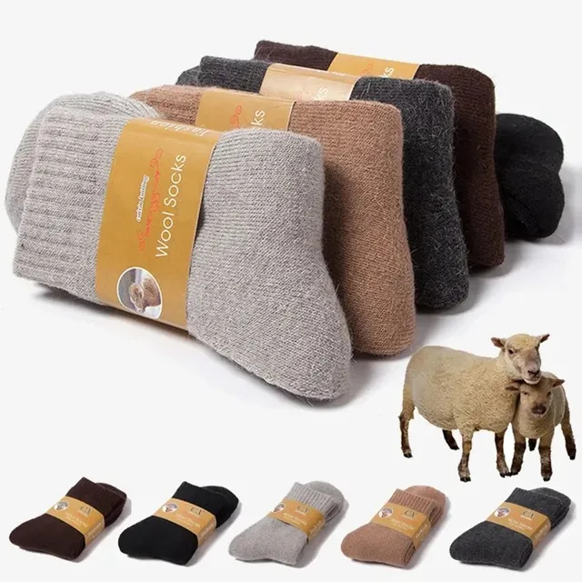 1 Para Zimowe Ciepłe Skarpety Damskie Wełna Merino Mężczyźni Super Grubsze Solidne Przeciw Zimnemu Termiczne Pluszowe Grube Śniegowe Skarpety Frotte