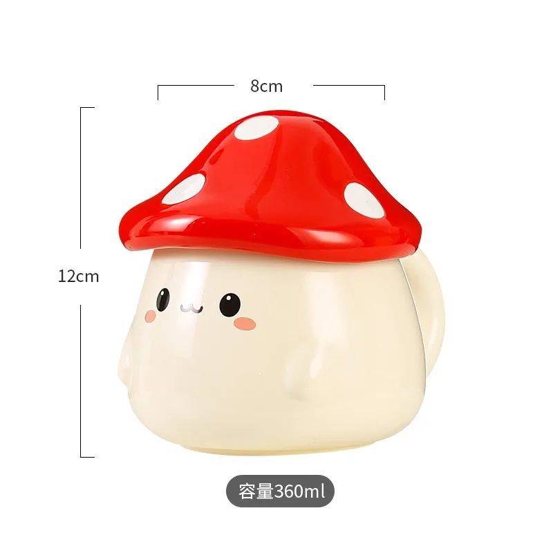 Mushroom Ceramic Mug with Lid Creative Couple's Cup Latte Mug Milk Cup Oat Cup Breakfast Cups Home Drinking Cups Tea Cups view 5