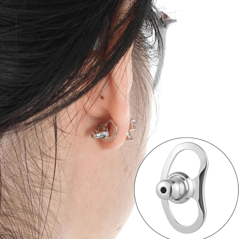 2/4/6/8/10/12Pcs Earring Lifters with Backs – Hypoallergenic Support Device for Drooping Ears, Adjustable Secure Earring Accessory