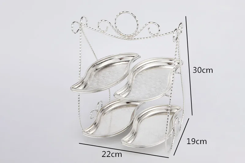 Metal Cake Stand European Style Golden Silver Dried Fruit Snack Tray Candy Two Floors Dessert Display