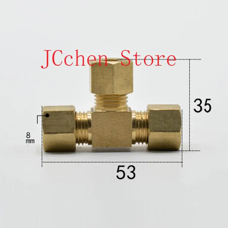 

Brass Tee 3 Way Commpression Fitting Union Connector Fit Tube OD 8mm Water Gas Fuel