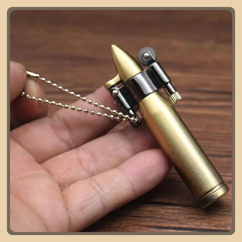 Retro Kerosene Lighter Bullet Torch Lighter Grinding Wheel Metal Keychain Lighters Cigarette Smoking Accessories Gadget Man Gift