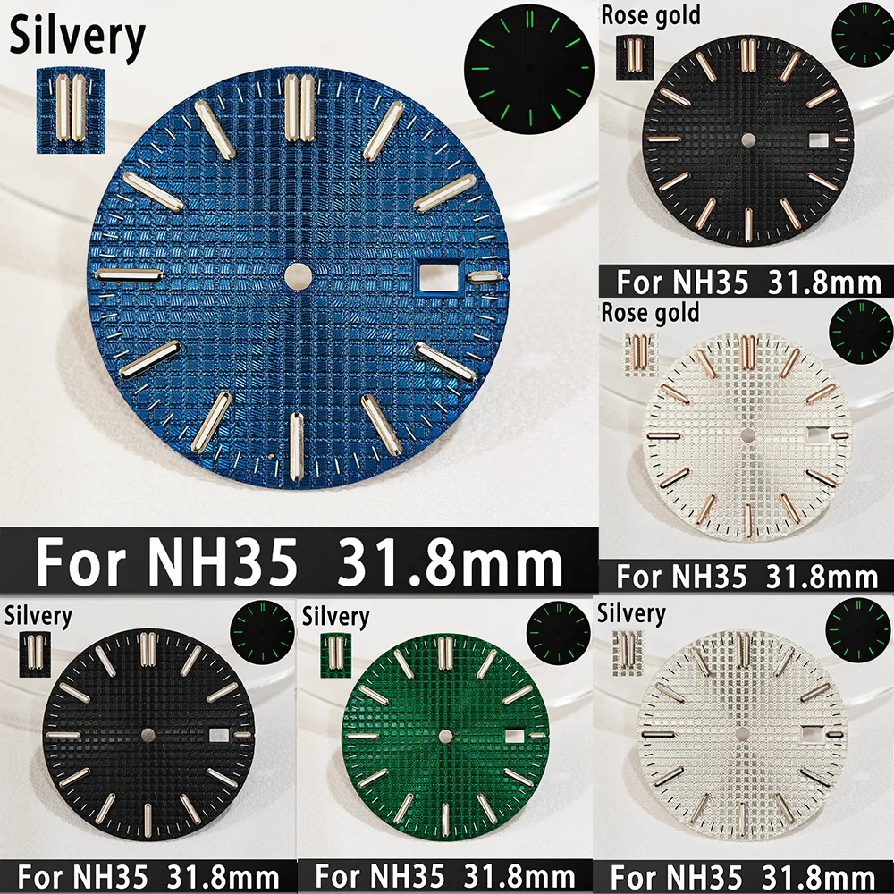 

For NH35 Dials 31.8mm C3 Green Luminous Watch Dials For NH35 Automatic Movement Chronograph Dial Face Replacement Accessory Part