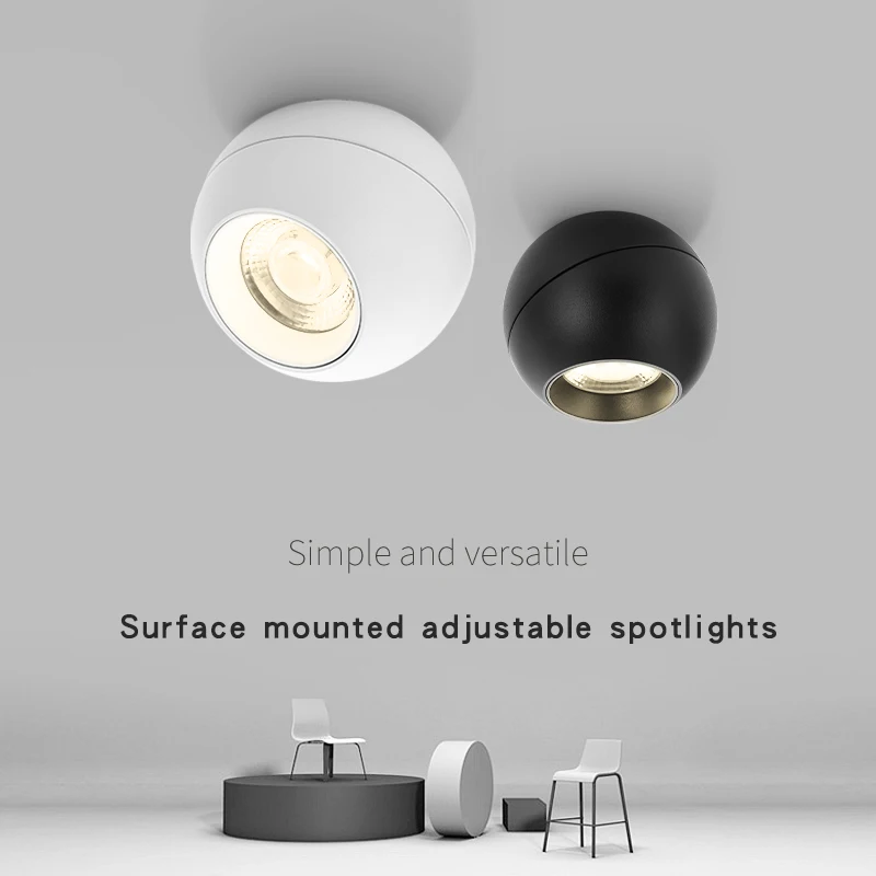 

Регулируемый светильник, сферическая лампа, круглая лампа COB, фон для гостиной, стена, коридор, регулируемый угол, вращающаяся трубчатая лампа