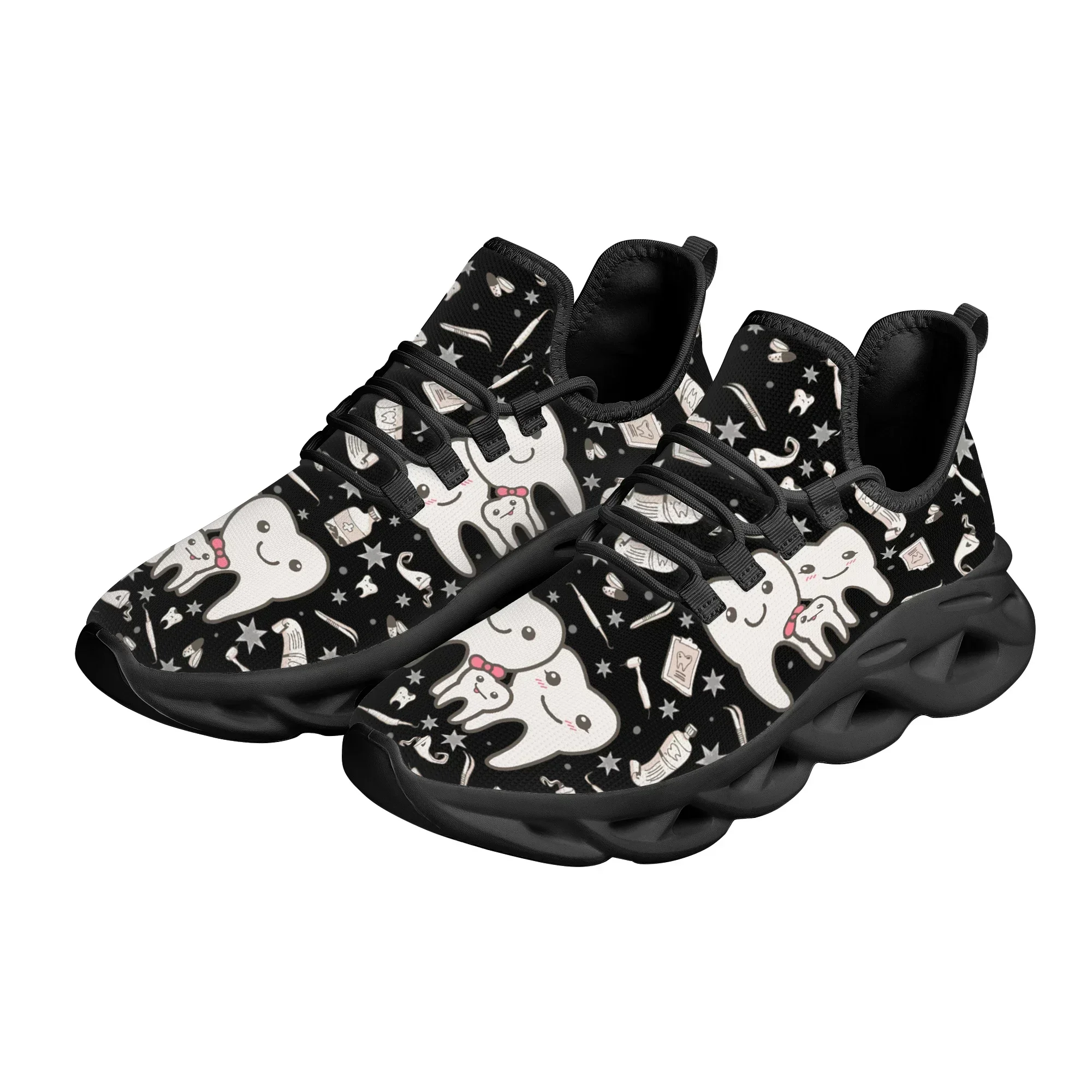 Cute Dental Design Sneakers Ladies Casual Lightweight Lace Up Shoes Breathable Dental Mesh Nursing Shoes Walking Footwear view 2