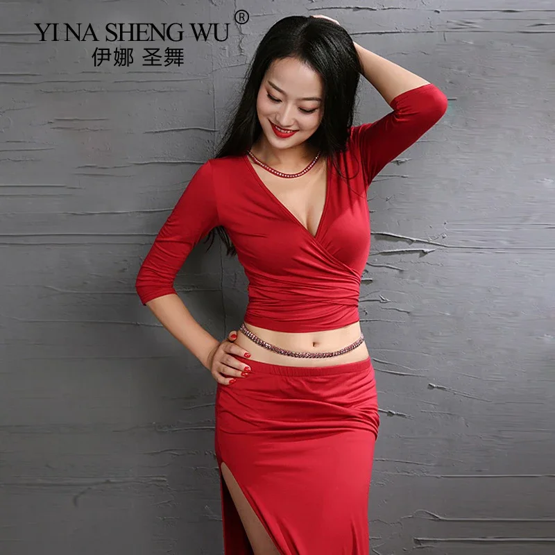 

Belly Dance Clothing Suit Women Oriental Dance Performance Out Fit Modal Skirt Sexy V Neck Top Thin Comfortable Large Long Skirt