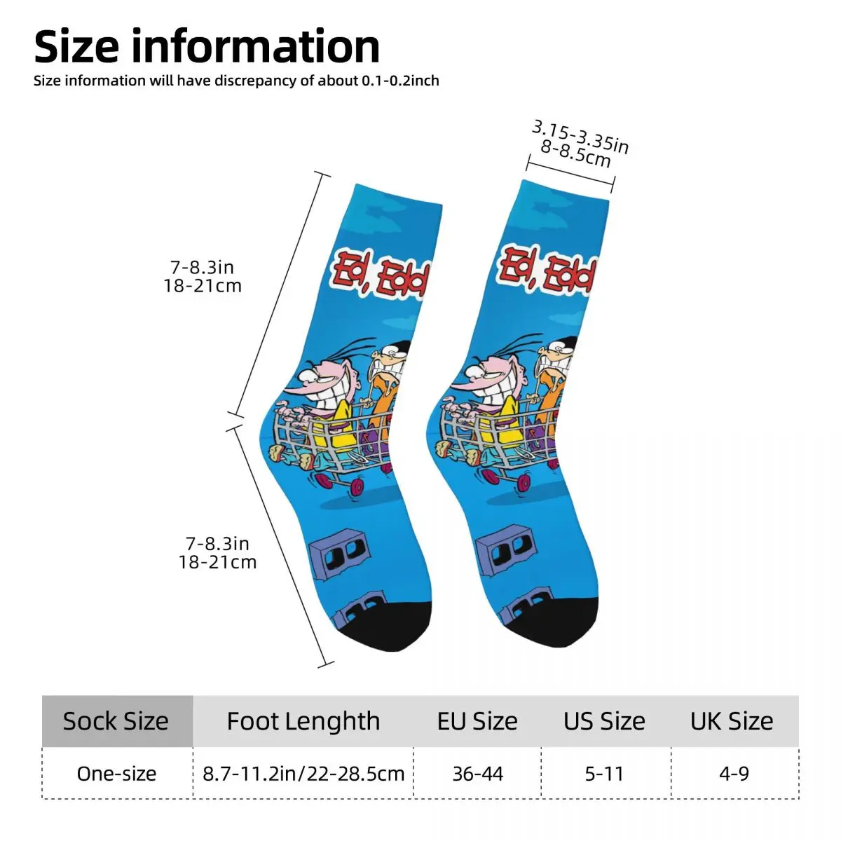 Poster Men\'s Socks Retro Harajuku Ed, Edd n Eddy Cartoon Street Style Novelty Pattern Crew Sock