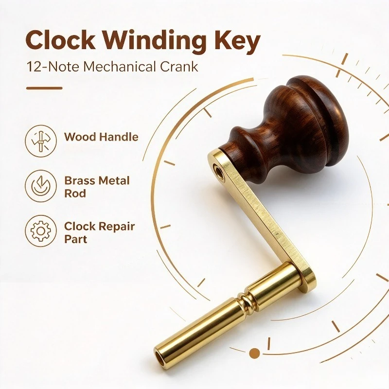 12 Tone Pull Rope Clock Movement, Crank Handle & Winding Key, Mechanical Clock Repair Replacement Accessories