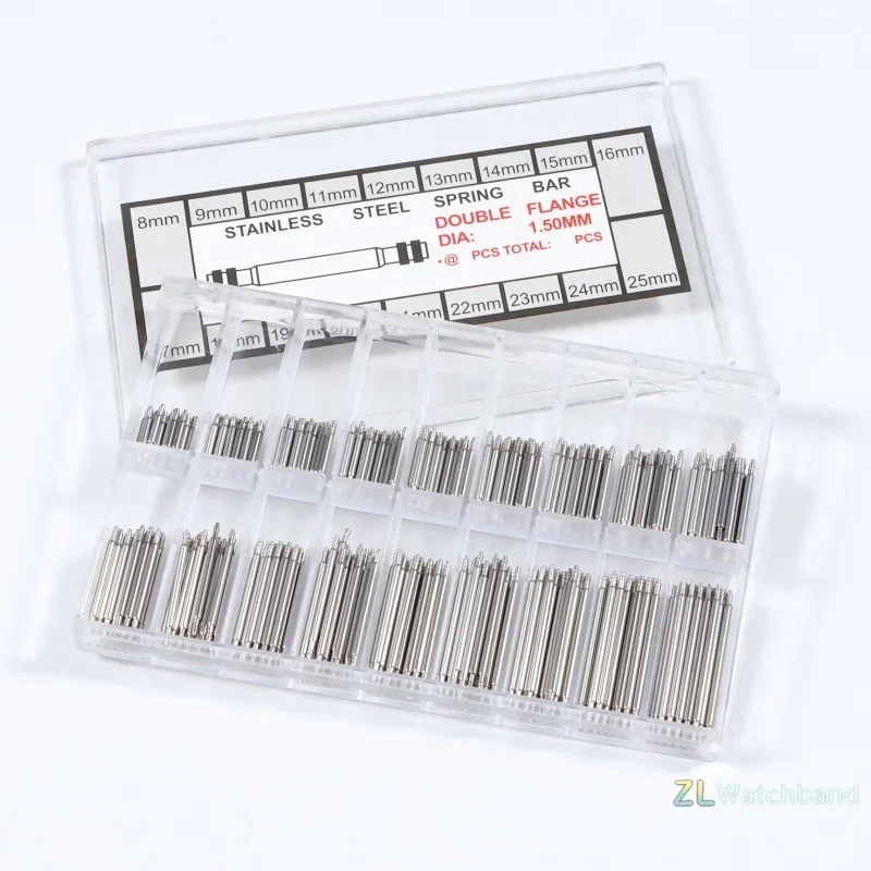 1.5mm Diameter Watch Band Link Pin Repair Tools Accessories 360pcs 8mm-25mm Stainless Steel Watch Spring Bar Watch Strap Pins