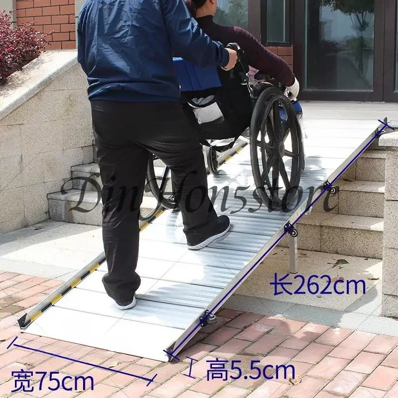 Portable Aluminum Alloy Folding Wheelchair Ramp Up Down Pedal for Stair Climbing Spring Board Accessibility Slope