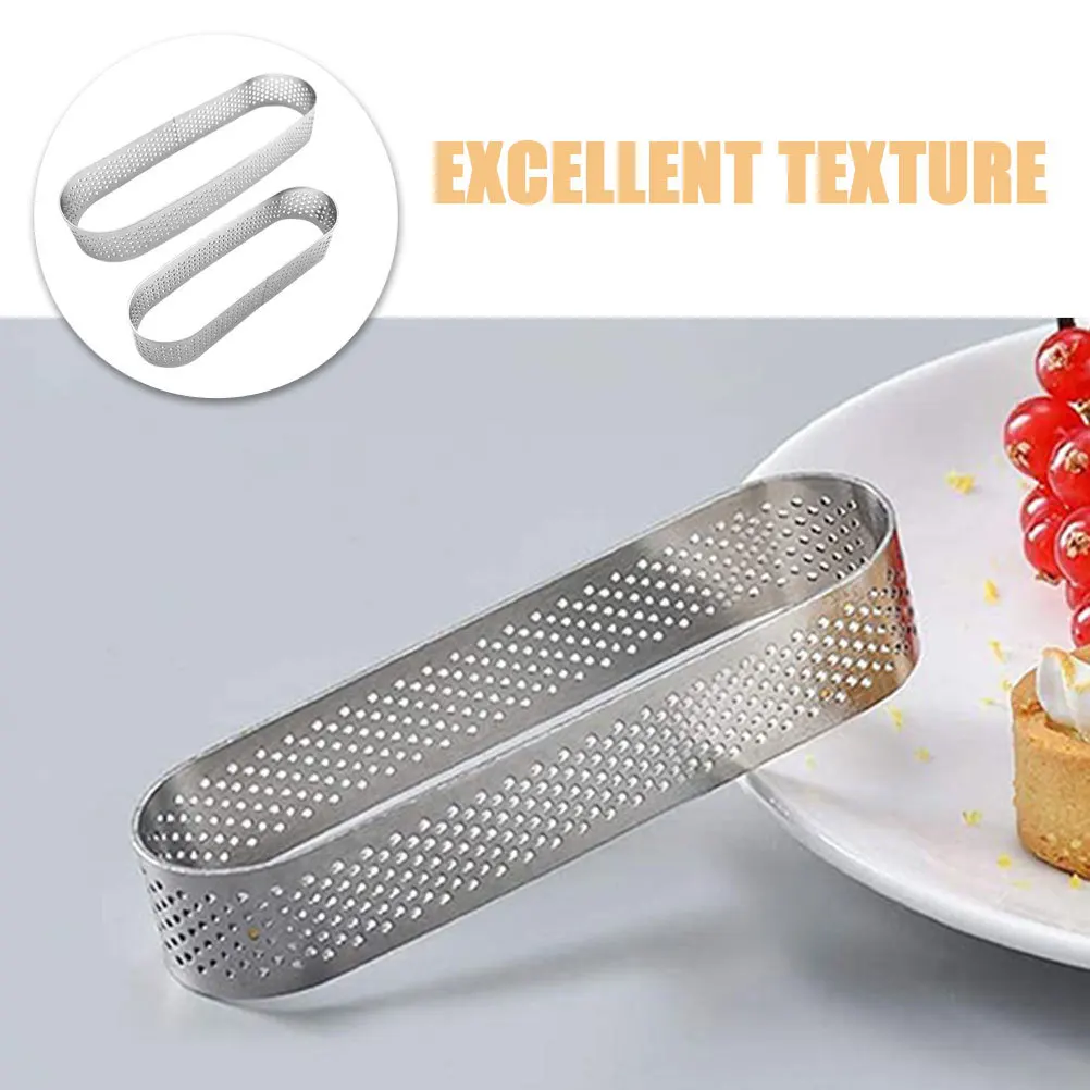 

2Pcs Oval Mousse Ring Non Stick Baking Gadget Reusable Metal Cake Mold Tart Ring Home Baking Tool Multi-Function Mousse