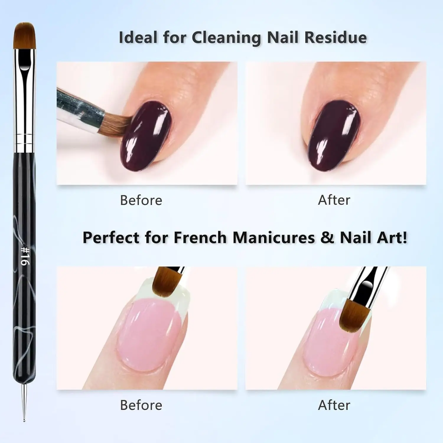 4-teiliges Set Doppelendiger UV-Gel-Nagelbürsten, Zwei-Wege-Poly-Gel-Builder-Bürste mit Dotting-Tool für Nagelverlängerung, Maniküre, DIY – Detail 5