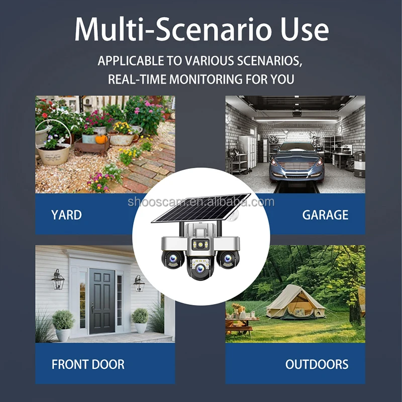 12MP ShooCam كاميرا في الهواء الطلق PTZ اتجاهين الصوت AOV كامل اللون كاميرا تعمل بالطاقة الشمسية في الهواء الطلق للرؤية الليلية 3 عدسة 3ptz كاميرا تلفزيونات الدوائر المغلقة #2
