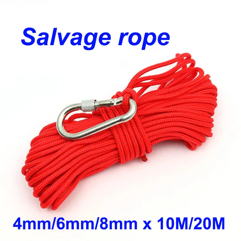 

10M/20M of Multiple Lengths Outdoor Powerful Salvage Neodymium Fishing Magnet Insurance Rope with Carabiner