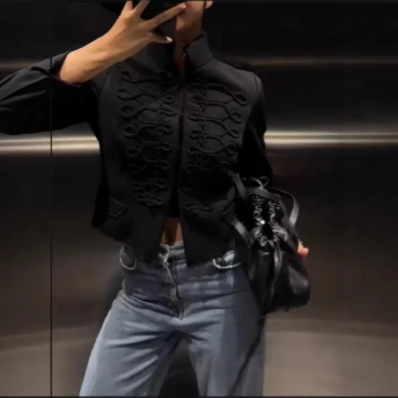 Chic Women's Coat Fashion Single-breasted Long Sleeve Female Jackets 2026 Spring Street Fashion Chinese Style Lady Crop Outwears