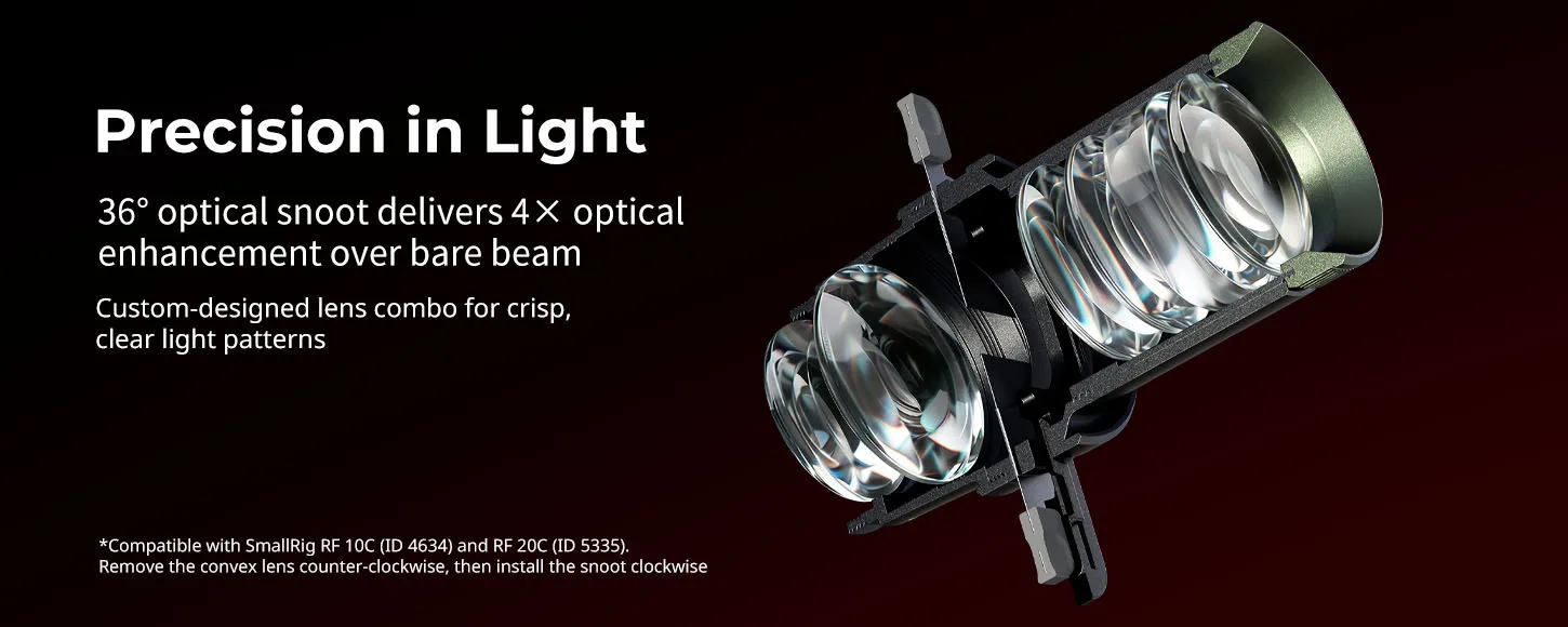 SmallRig RF 20C RGB Tragbare LED-Fotografie-Taschenlampe 20W Dimmbar 5 Farben mit 20 Strahlmuster-Filtern 10000mAh für Video – Detail 9
