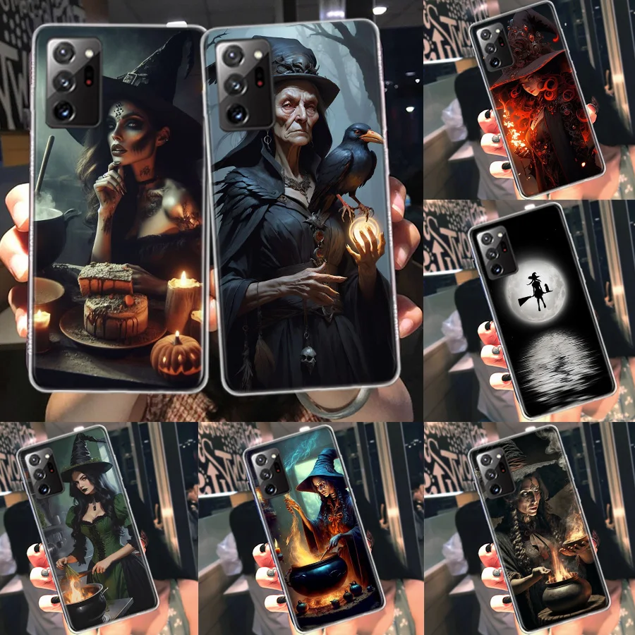 Halloween Moon Witch Horror Phone Case For Samsung Note 20 Ultra 10 9 8 A05S A15 A25 A35 A55 M11 M12 M21 M30S M31 M32 M51 M52