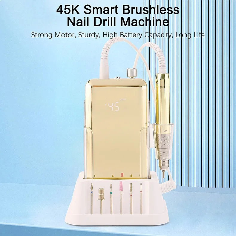 New Professional 85w Smooth Waterproof Brushless Motor Portable Nail Manicure Pedicure 45000RPM Electric Nail Drill Machines
