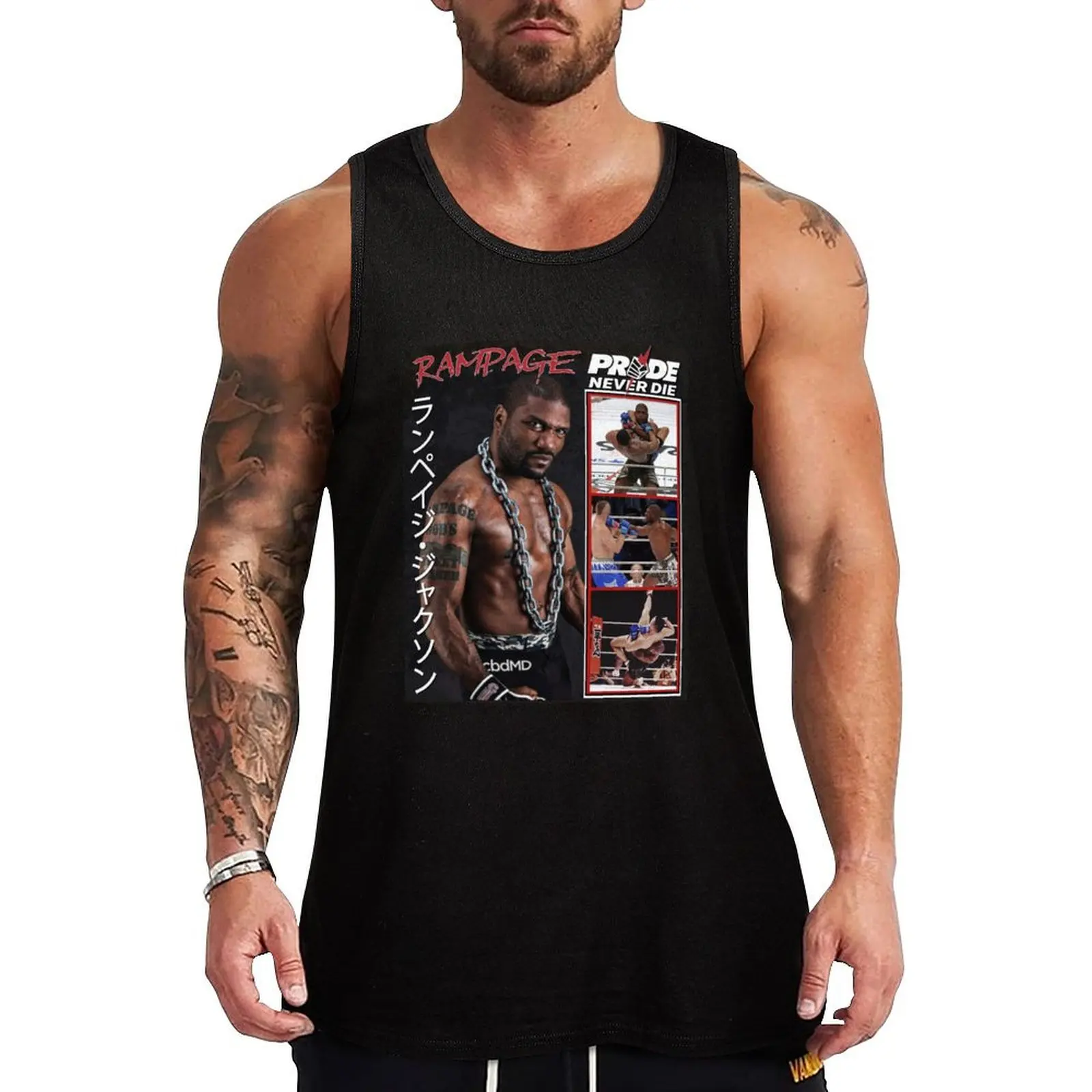 Rampage Jackson Pride Never Die Tank Top Essential Sleeveless Shirt Solid Basic Tank Top