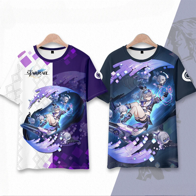 T-shirt manches courtes col rond homme et femme, estival et humoristique, avec image de Honkai Star Rail Silver Wolf imprimé en 3D