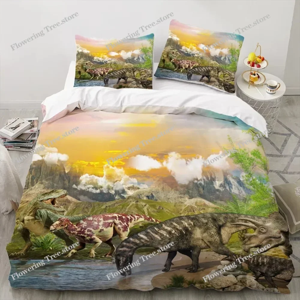 

3D Dinosaur Printed Duvet Cover King Twin Queen Double Size Kit Ultra-fine Fiber Pillowcase 2025 New Wholesale Bedspread