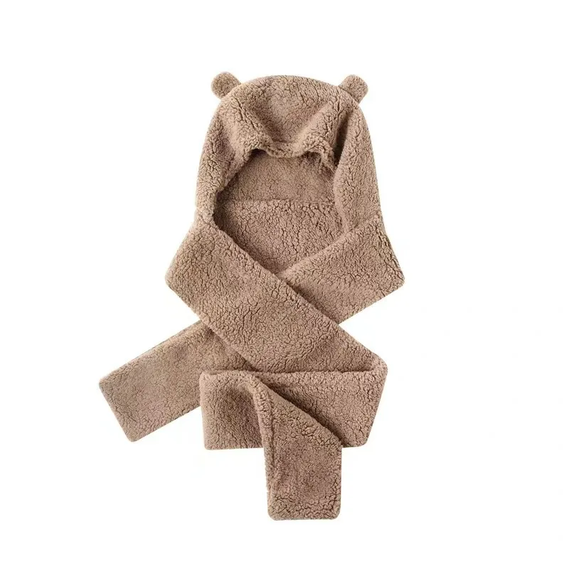Neue Nette Bär Ohr Hut Schal Handschuhe Set Winter Frauen Beanies Caps Warme Casual Plüsch Hüte Casual Solide Fleece Mädchen kawaii Präsentieren