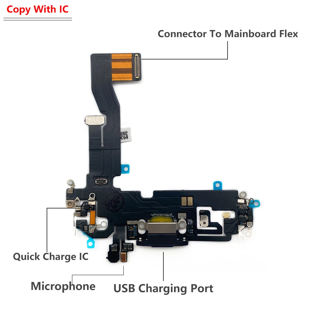 NEW Tested USB Charging Port Socket Jack Microphone Dock Connector Board Flex Cable Repair Parts For IPhone 12 Mini / 12