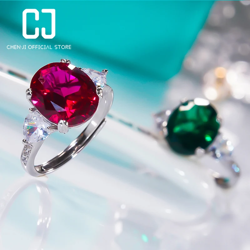 

Classic Jewelry Ruby Emerald Pigeon Blood Ring For Women 925 Sterling Silver New Vintage Gemstone Oval Ring Wedding Fine Jewelry