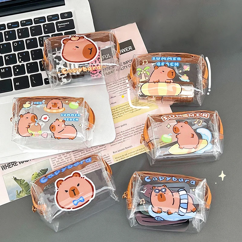 Cute Capybara Coin Storage Bag Transparent Coin Purses Cartoon Lovely Wallet Clear Bags