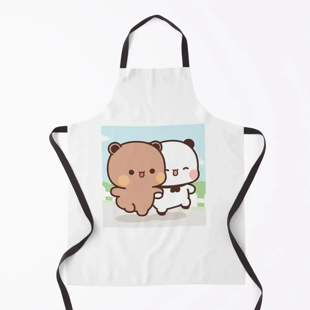 

Cute Couple Bu bu And Dudu Are Happy Walking Together Apron Camping Kitchen For Women with pockets Apron