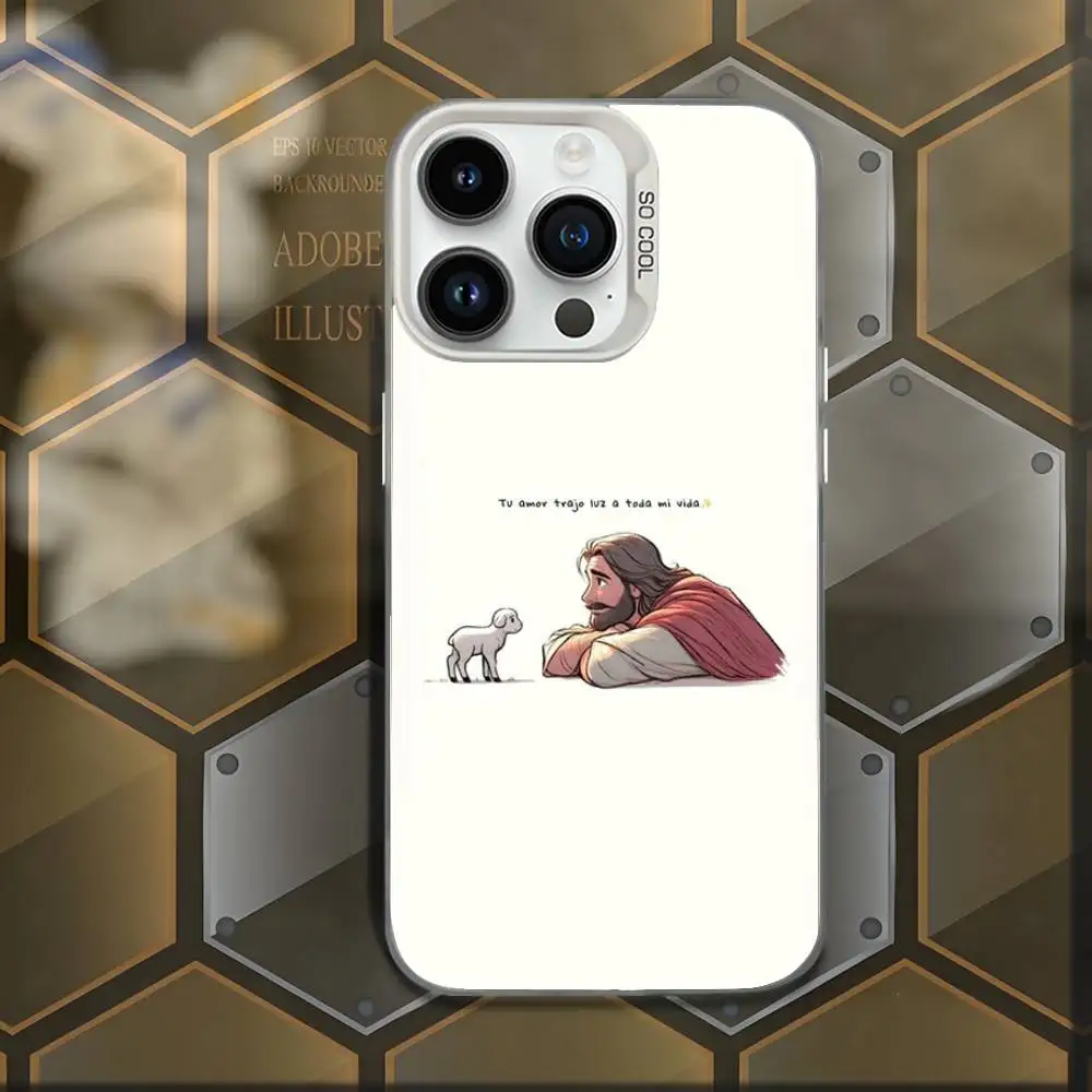 Versículo de la Biblia cristiana Jesús funda de teléfono para iPhone 16,15,14,13,12,11, Mini,Pro,E,MAX blanco caramelo mate cubierta a prueba de golpes