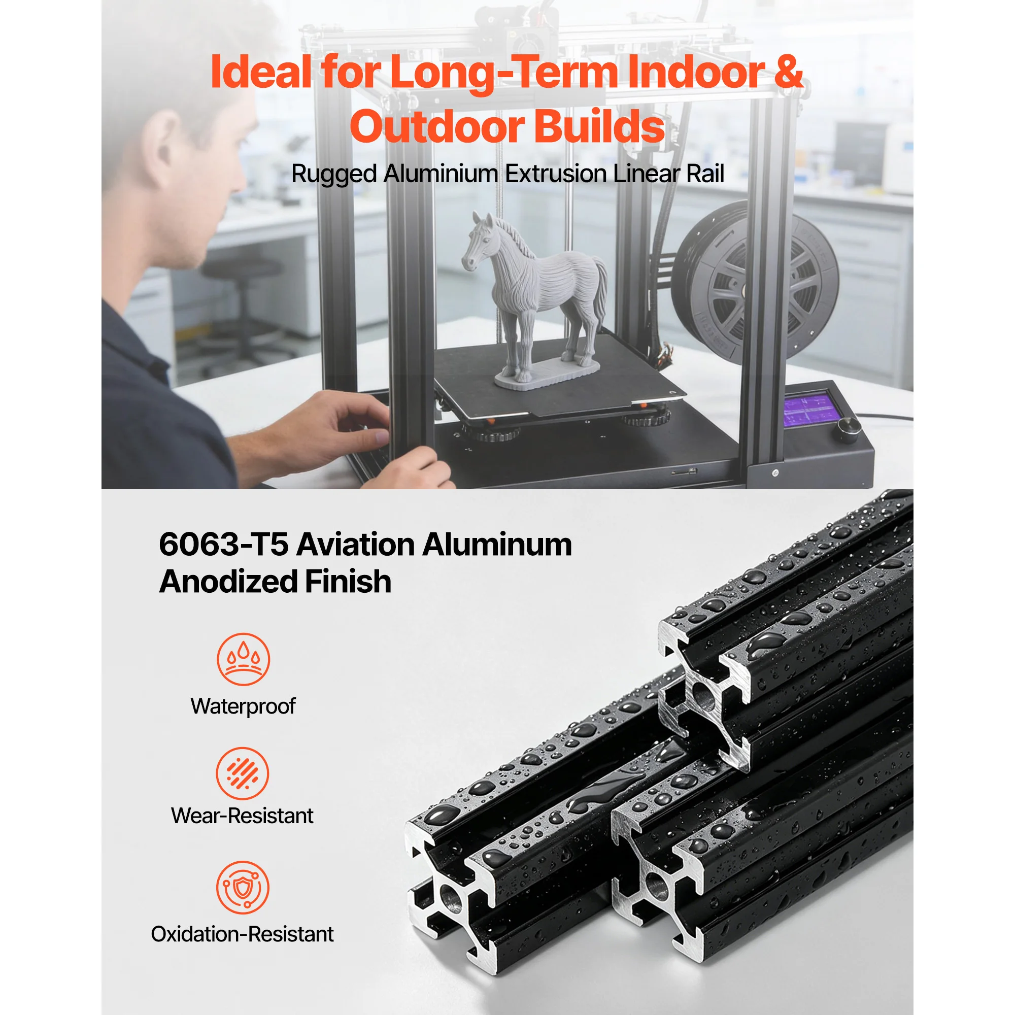 SucceBuy 2020/3030/4040/4080 Aluminum Extrusion Profile T Slot European Standard Anodized Linear Rail, High-Strength Extruded Aluminum Rail for 3D Printer Parts and CNC DIY Workbench