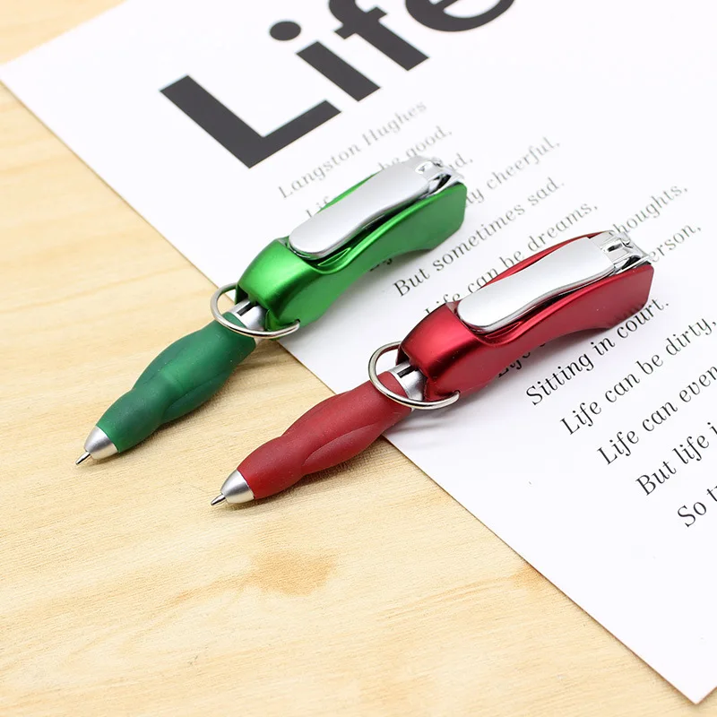 Imagem -04 - Multifuncional Nail Clipper Pen Ferramenta de Combinação Caneta Esferográfica Nail Scissors Keychain Folding Advertising Gift 20 Pcs