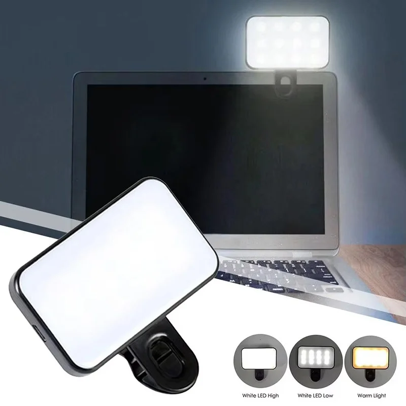 Mini LED Selfie Light 3 Color Modes Adjustable Brightness For IPad Mobile Phone Laptop Flash Fill Video Photo Photography Lamp