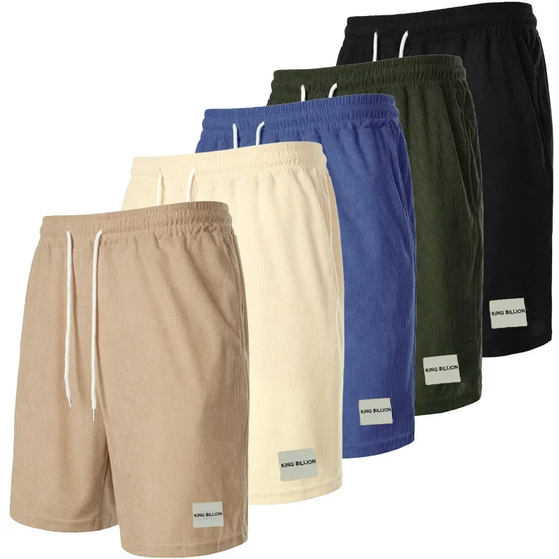 

Мужские вельветовые шорты, летние повседневные уютные легкие короткие брюки, однотонные пляжные шорты с этикеткой, мужские спортивные спортивные штаны