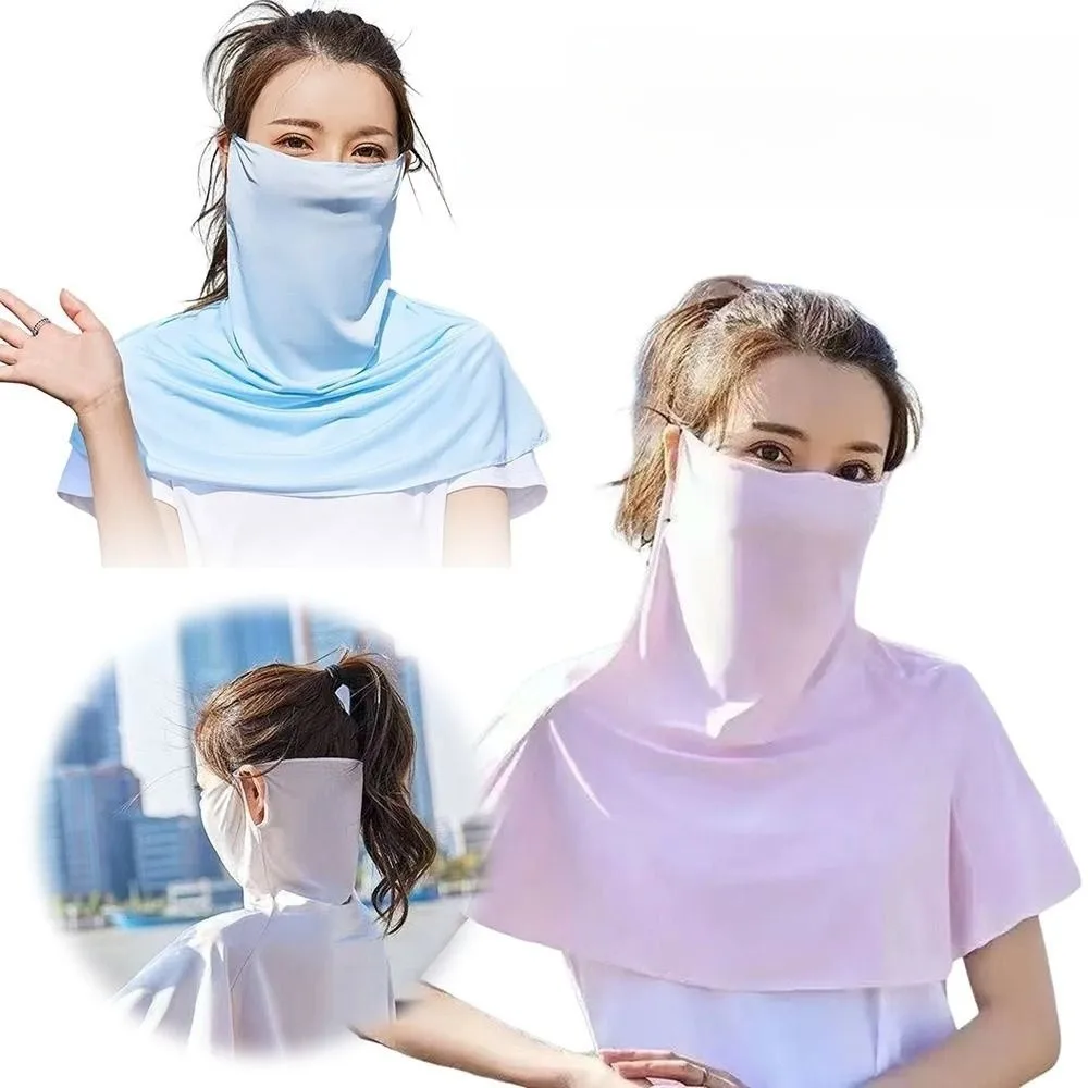 

Солнцезащитная шапка из ледяного шелка с защитой от УФ-лучей, дышащая сетчатая быстросохнущая маска-балаклава из ледяного шелка для защиты от солнца