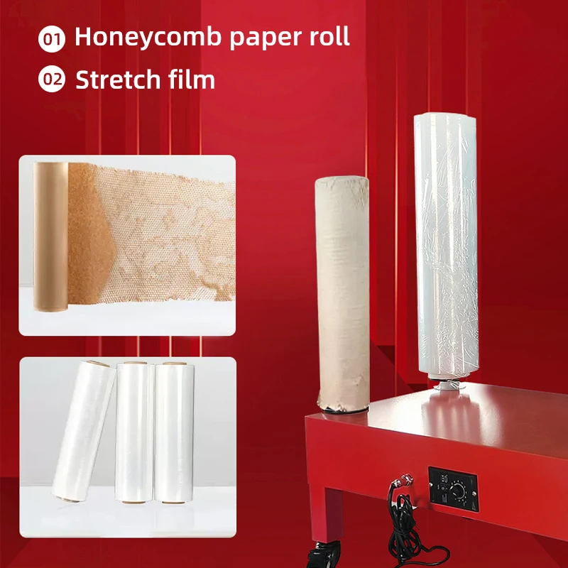 Fully Automatic 40/60Cm Big Pallet Pe Plastic Film Stretch Wrapping Machines Honeycomb Wrapping Paper Roll Package Machinery