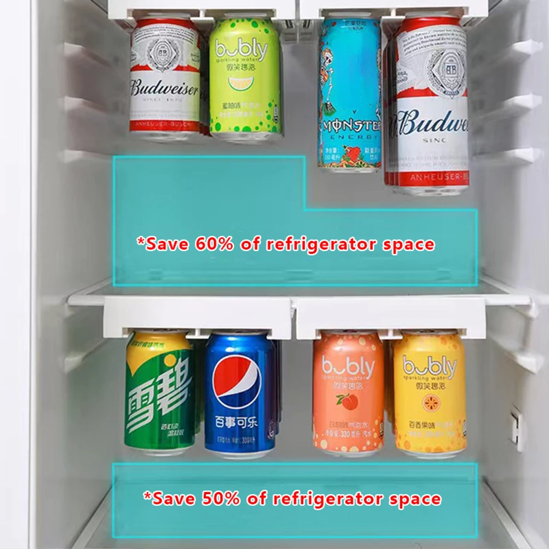 Refrigerator Storage Cabinet Drawer Soda Can Dispenser Beverage Rack Plastic Food Storage Rack for Refrigerator Cabinet Kitchen