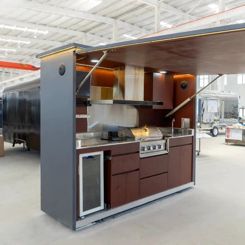Customized Outdoor Container BBQ Kitchen Built-in Grill Cabinet Waterproof Cooking Station for Garden Patio Outdoor Gathering