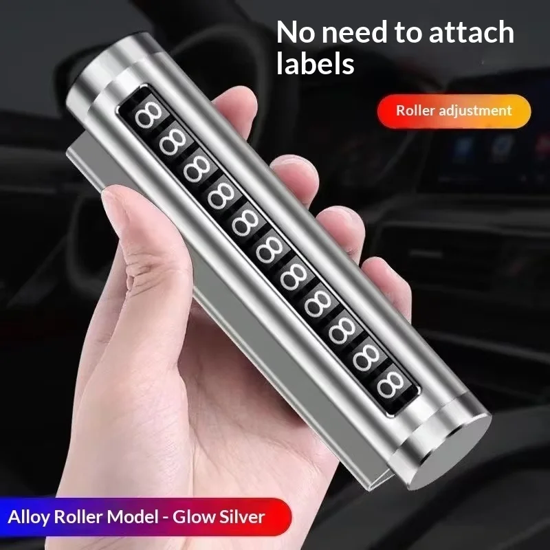 Metal Car Temporary Parking Number Plate Rotate Phone Number Plate Aluminum Stickers Park Stop In Car-styling Auto Accessories