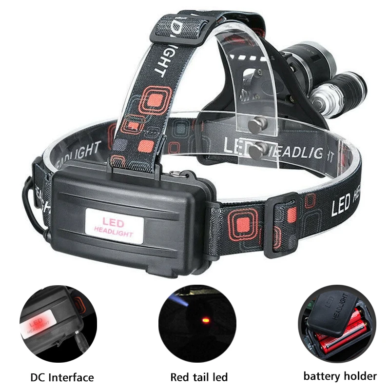 T6 Powerful Headlamp Rechargeable Led headlight 90° Adjustable Torch Outdoor Fishing Hunting Camping Portable Flashlight Lantern