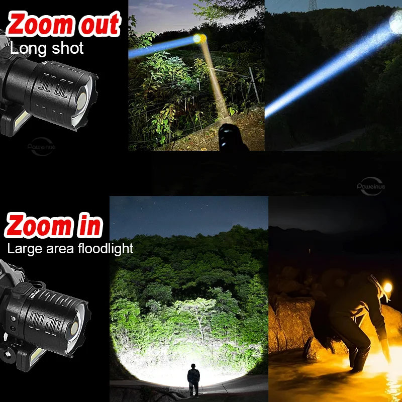 2*800W Powerful Headlamp 18650 Rechargeable Lamp IR Sensor Super Powerful Head Flashlight 4KM Long Range LED Headlamp Fishing