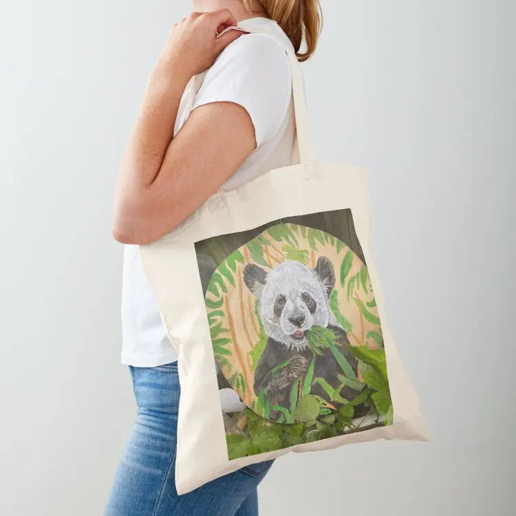 

Сумка-шоппер из ткани с изображением панды, жующей эвкалипт, портативная сумка для покупок, холщовая сумка