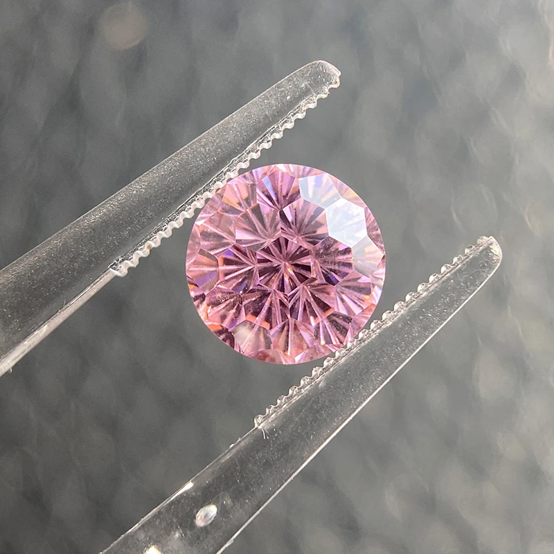 YinZheng 5A Grade Round Shape Firework Cutting Cubic Zirconia Pink Color Synthetic Zircon Stone For Jewelry Making